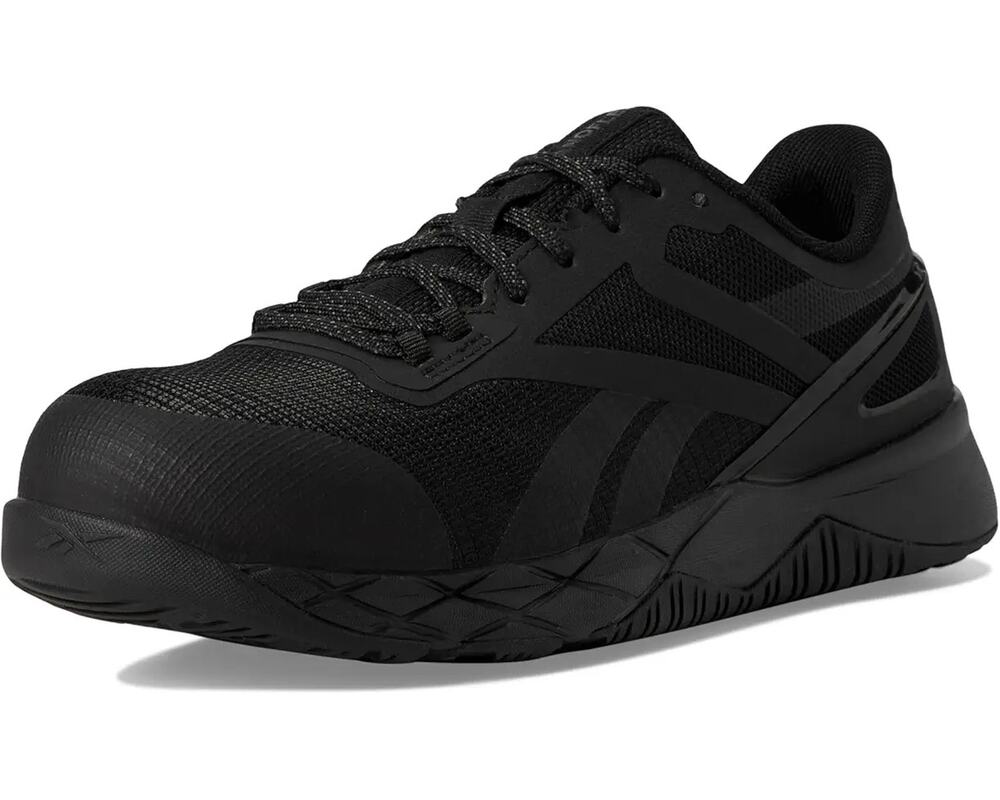 Reebok Womens Nanoflex Athetic Work Shoes US 8 M EU 38.5 Black Composite Toe GUC